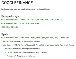 Google Finance function 1