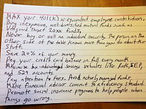 Investing on a postcard