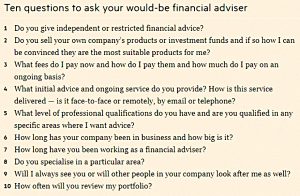 Ten questions for an IFA