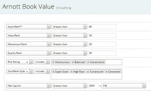Arnott book value rules b (Rob Arnott Stock Screen)
