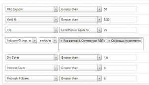 CI rules 2 (Defensive Dividend Stock Screen)