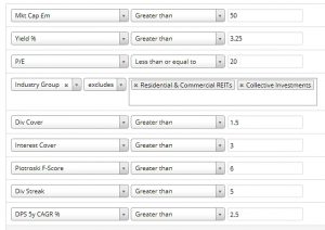 CI rules 3 (Defensive Dividend Stock Screen)