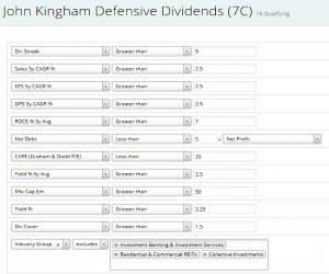 JK rules 1 (John Kingham Stock Screen)