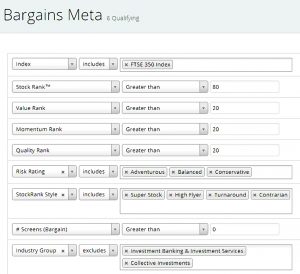 Bargains Meta rules (Meta Screens)