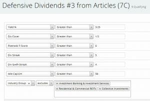 Hobson rules 1 (Defensive Dividends Stock Screen #3)