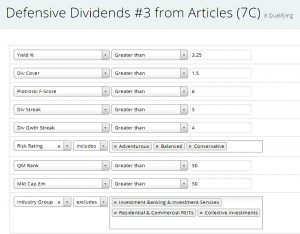 Hobson rules 3 (Defensive Dividends Stock Screen #3)
