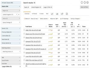 justETF search results (Cheap ETFs 2018 &ndash; The Basics)
