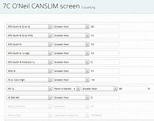 7C CANSLIM rules (William O&rsquo;Neil CANSLIM Stock Screen)