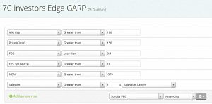 7C IE GARP Rules (Investors Edge GARP Stock Screen)