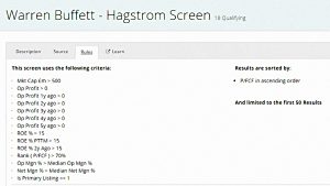 Buffet rules 1 (Buffett Composite Stock Screen)