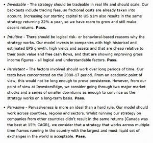 IS tests (Investors Edge GARP Stock Screen)