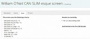 Stocko CANSLIM rules (William O&rsquo;Neil CANSLIM Stock Screen)