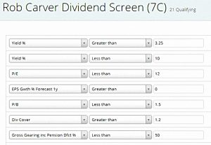 Carver rules 1 (Rob Carver Dividend Stock Screen)