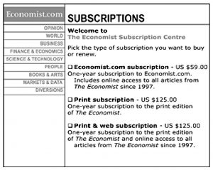 Economist subscriptions